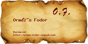 Ormós Fodor névjegykártya